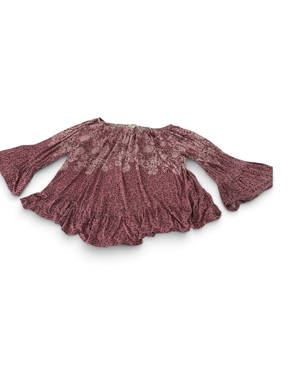 Style & Company Dusty Rose Boho Bell Sleeve Peasant Top